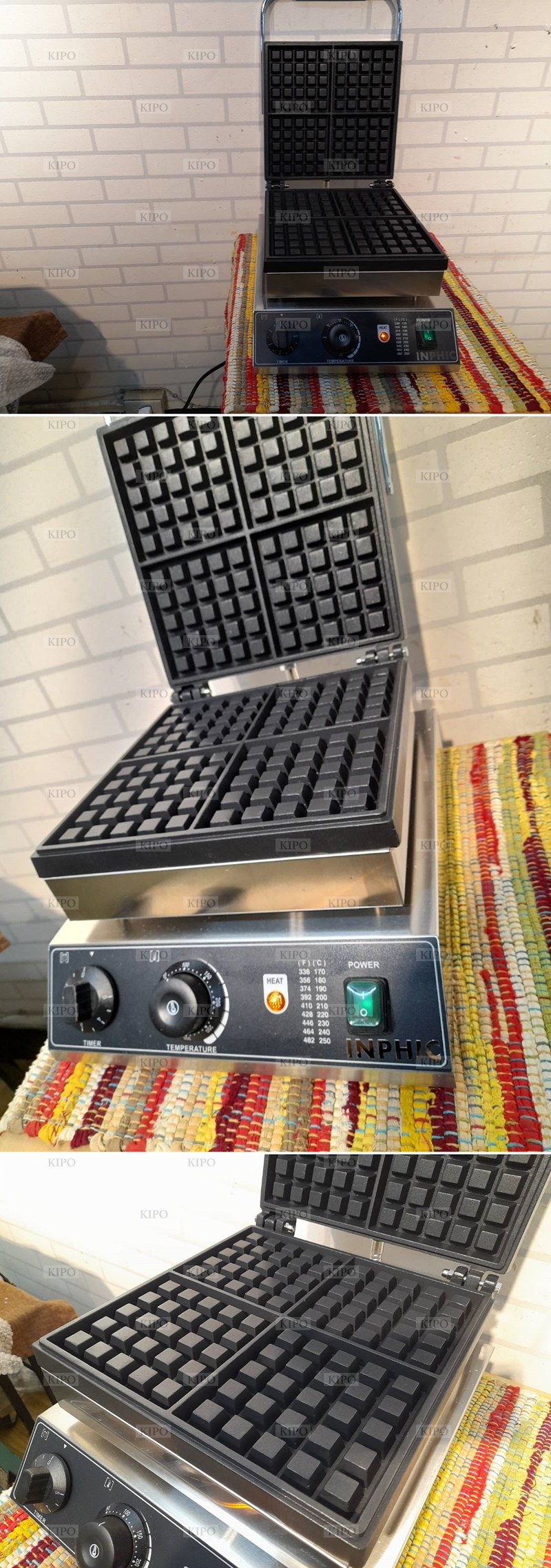 KIPO-商用華夫爐蜂窩餅機器大四格方形可頌鬆餅機單片格子牛角包窩夫機-MRA020104A